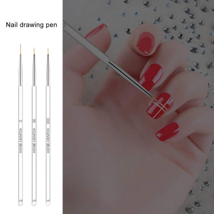 3Pcs/opp Nail Art Brushes, Thin Liner Brush
