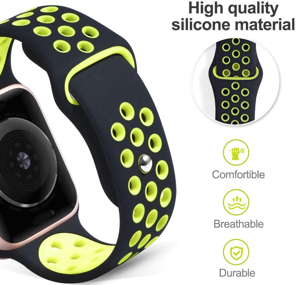 Smart Watch Silicon Band 38 MM / 42 MM-Black &amp;amp; Yellow-42mm