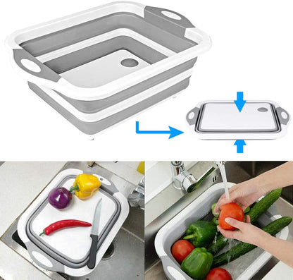 Collapsible Cutting Board with Colander