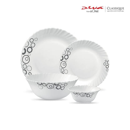La Opal Glass, Classique Collection, Glass Dinner Set 21 pcs-MISTY DROPS