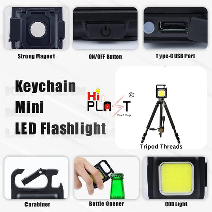 Waterproof Mini Portable Small Work Light, Rechargeable Keychain Light