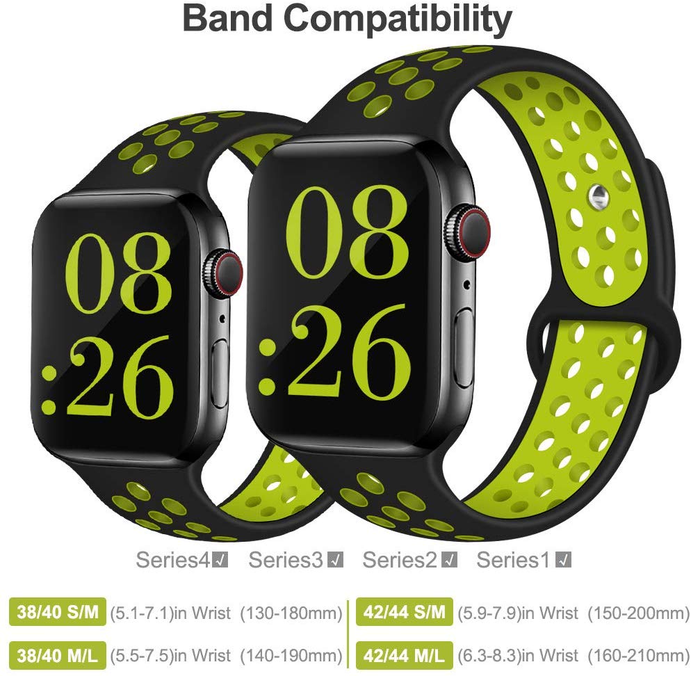Smart Watch Silicon Band 38 MM / 42 MM-Black &amp;amp; Yellow-42mm