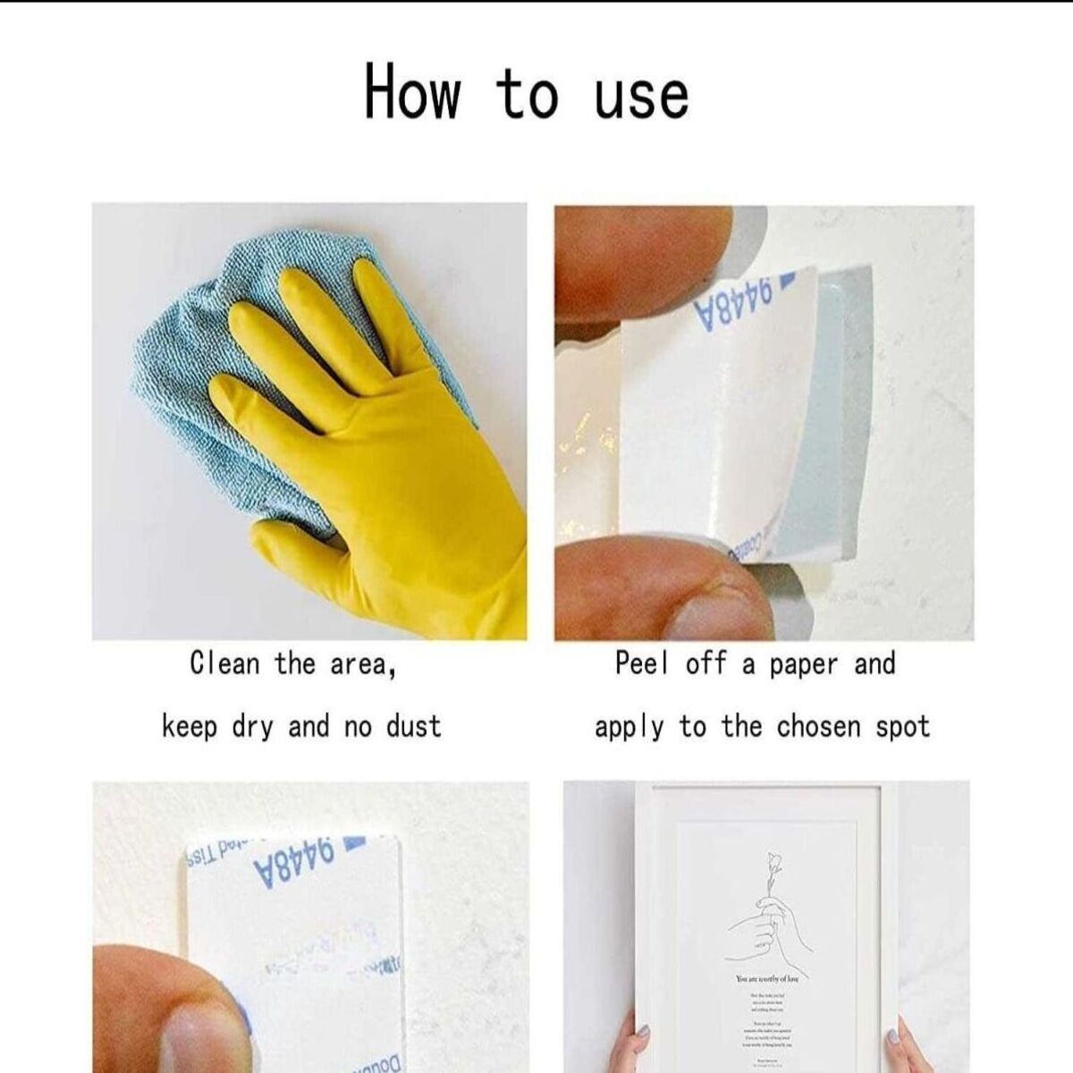 Double Sided Foam Mounting Tape Squares, 60 Pcs