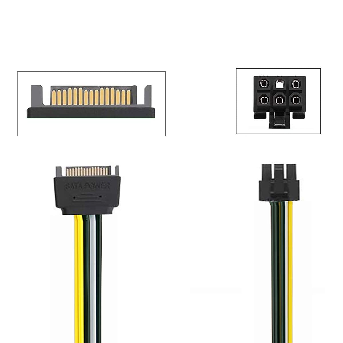 15pin SATA Power to 6pin PCIe PCI-e PCI Express Adapter Cable