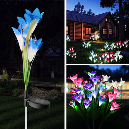 2Pcs Solar Garden Lily Flower Light