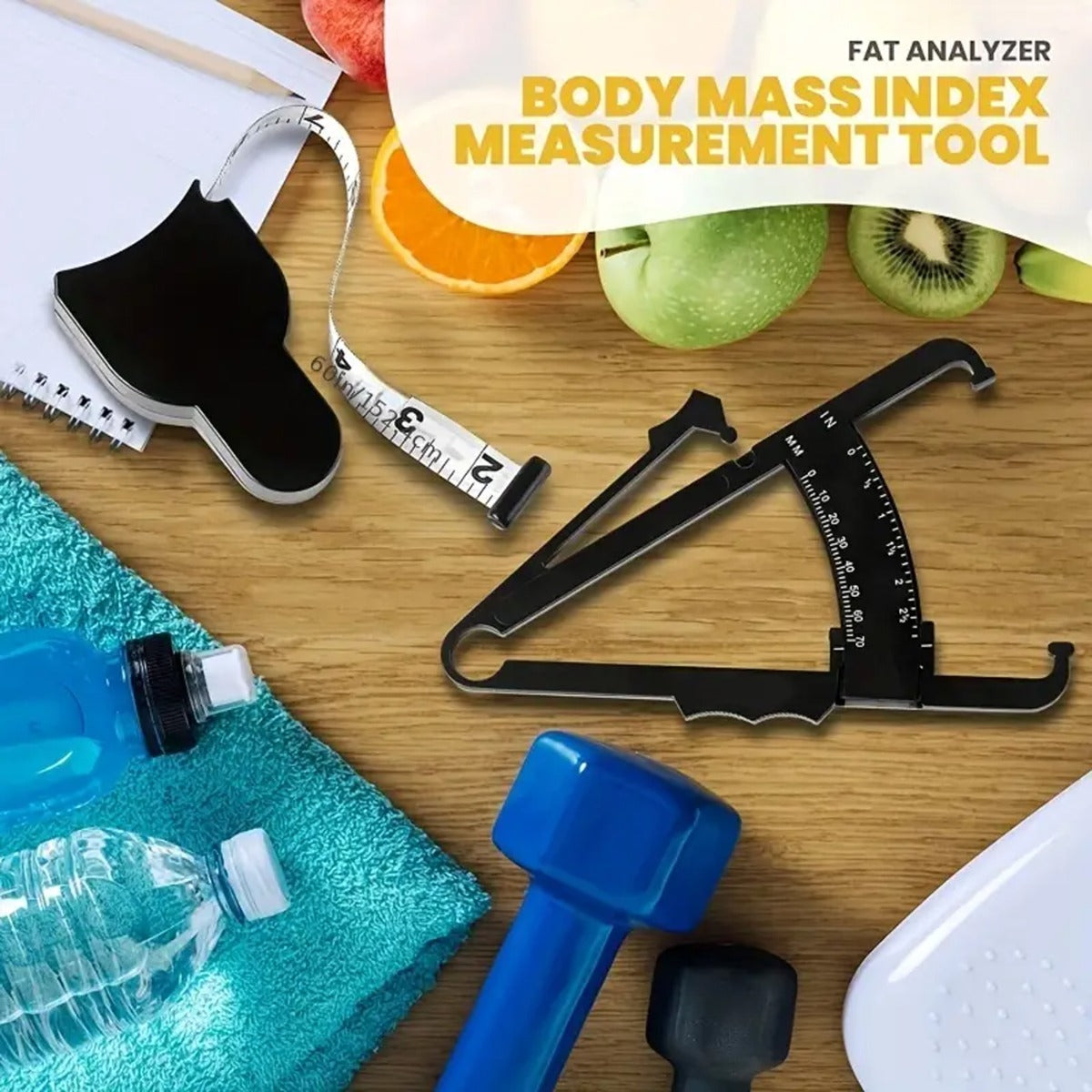 AccuMeasure Body Fat Caliper and Tape Measure Skinfold Calipers and Measuring Tape for Accurate Body Fat Measurement