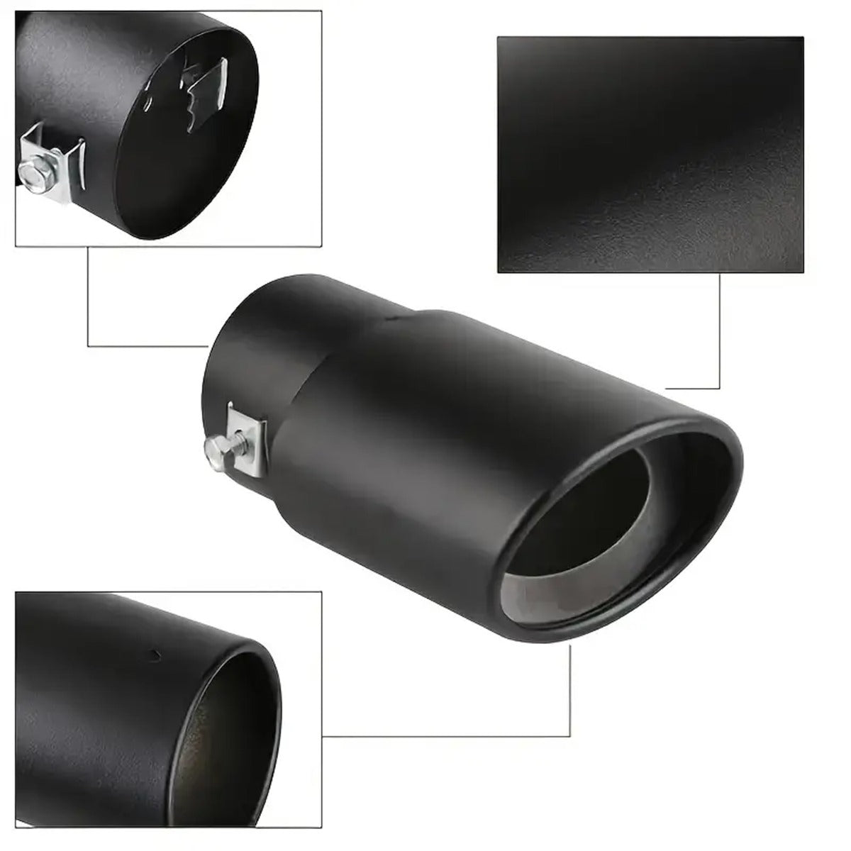 Black Universal Car Exhaust SS Tail Muffler Tip Pipe Car Vehicle Throat Exhaust System