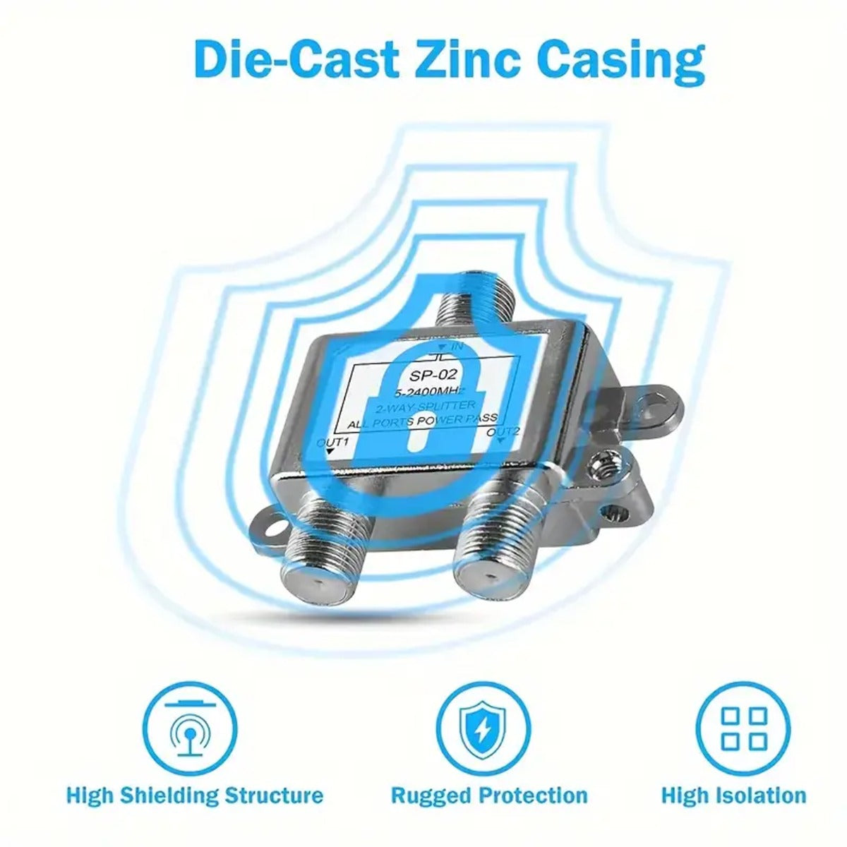 5-2400MHz 2-way Coaxial Digital Cable Distributor