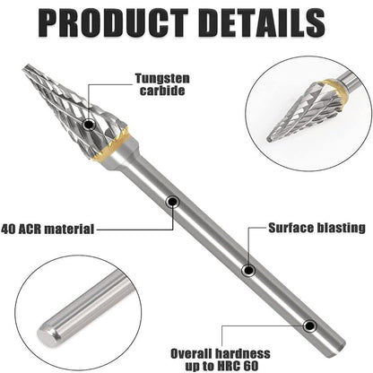 10Pcs Double Cut Carbide Rotary Burr Set