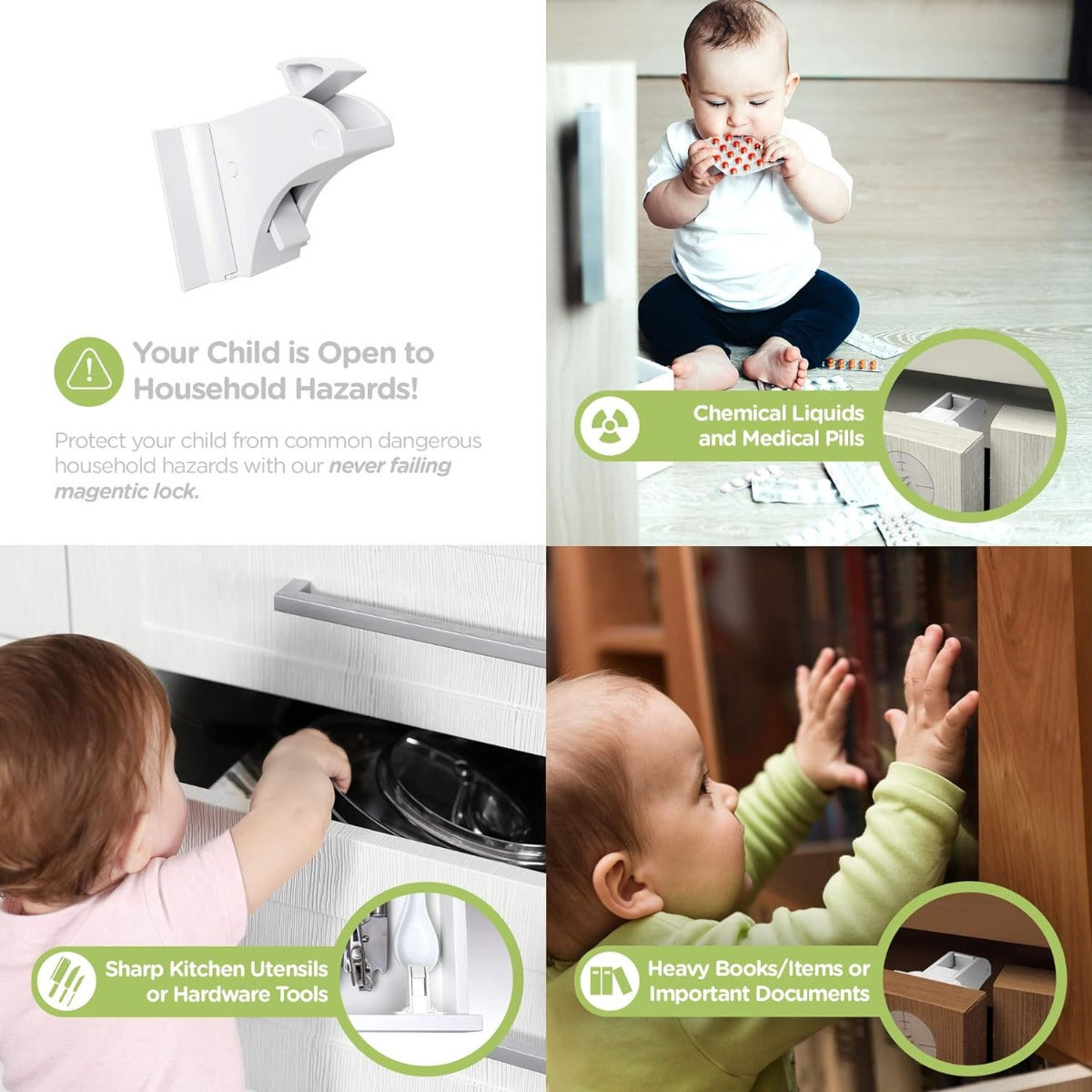 4pcs Babyproof Magnetic Cabinet Locks