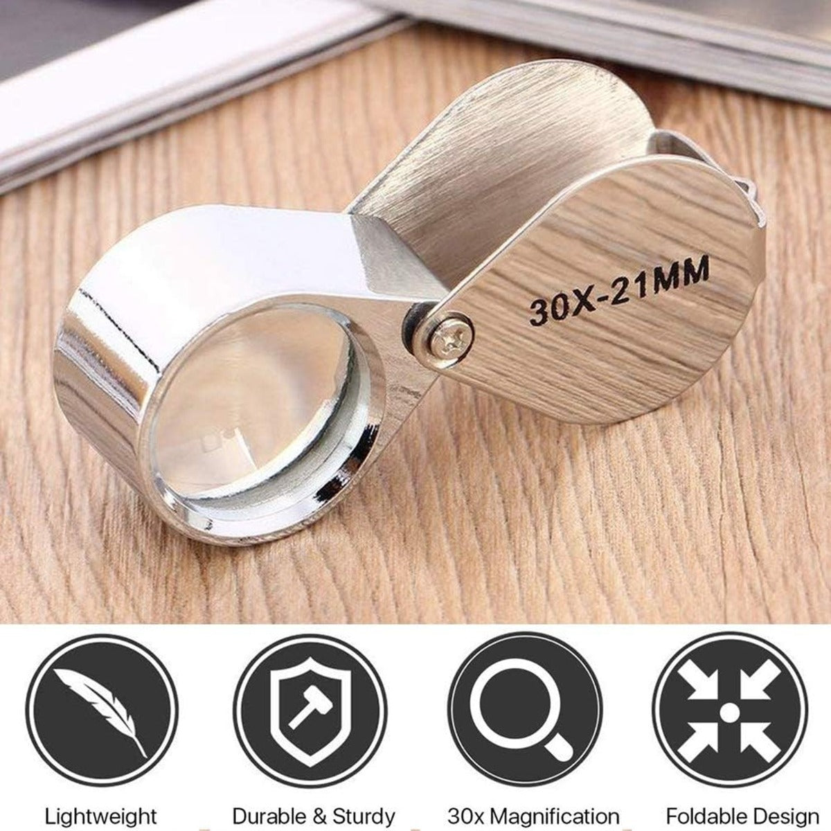 Pocket Jewelry Loupe 30x 21mm Jewelers Eye Magnifying Glass
