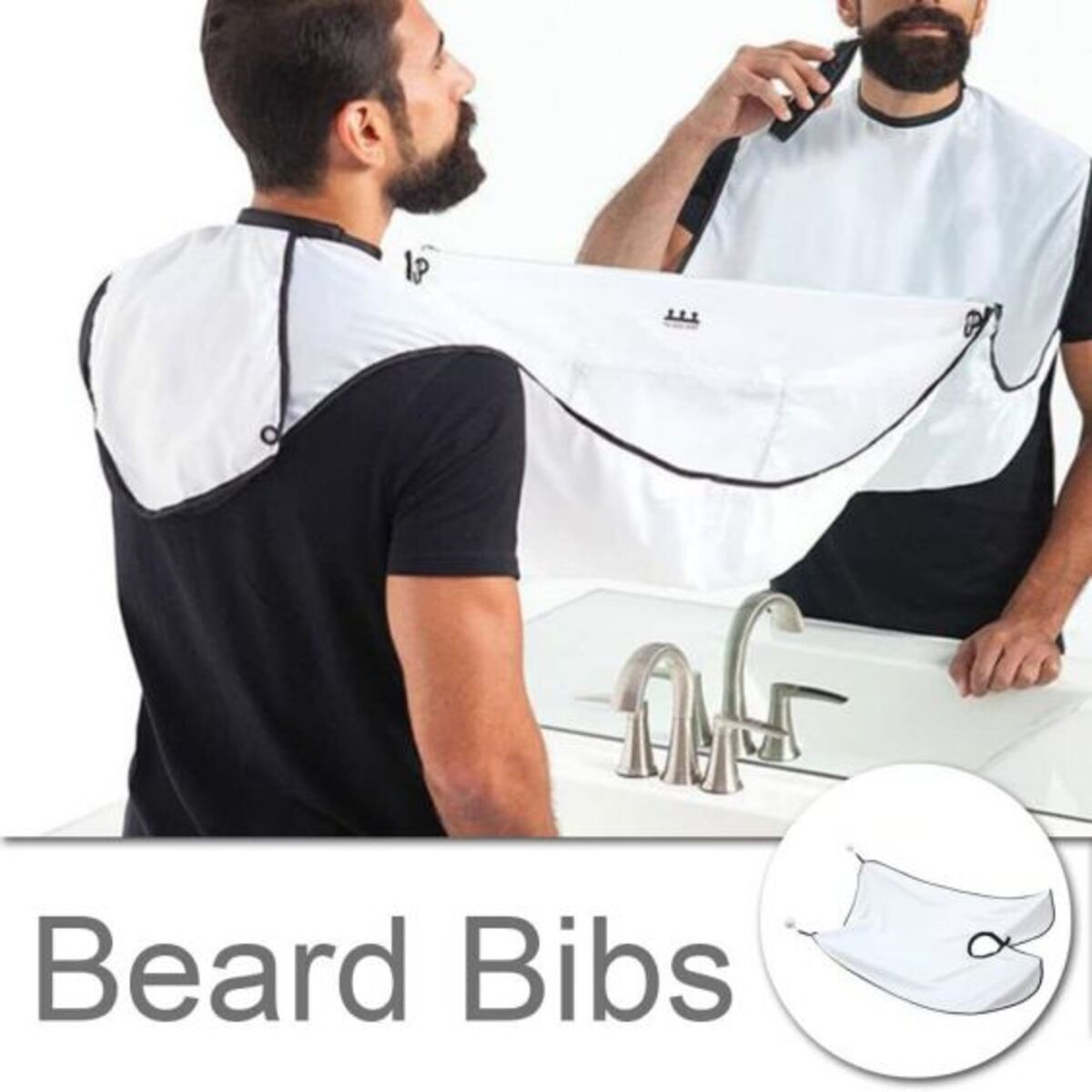 Men Beard Shaving Apron-White