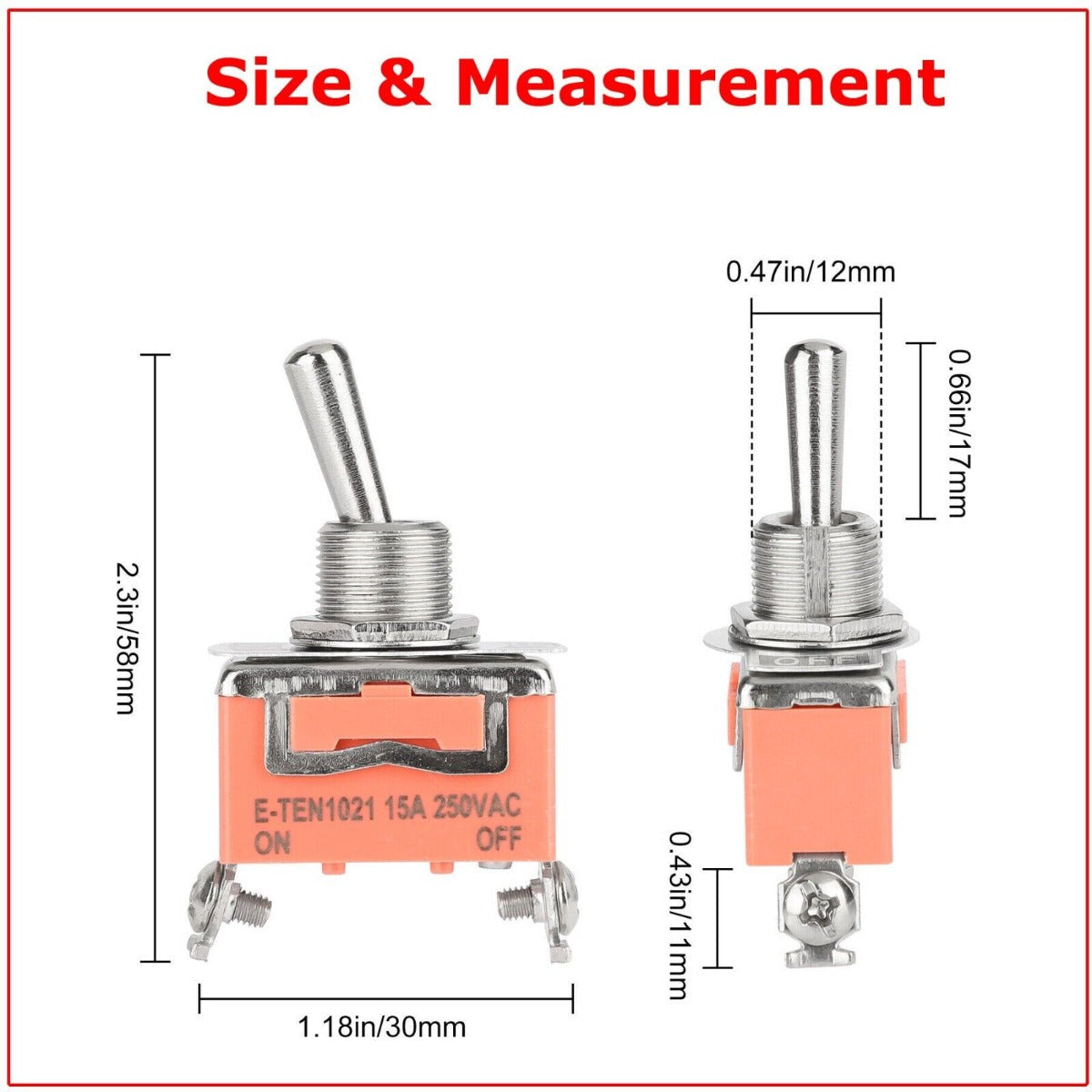 5 PCS Toggle Switch 12V ON OFF ON Car Flick Dash