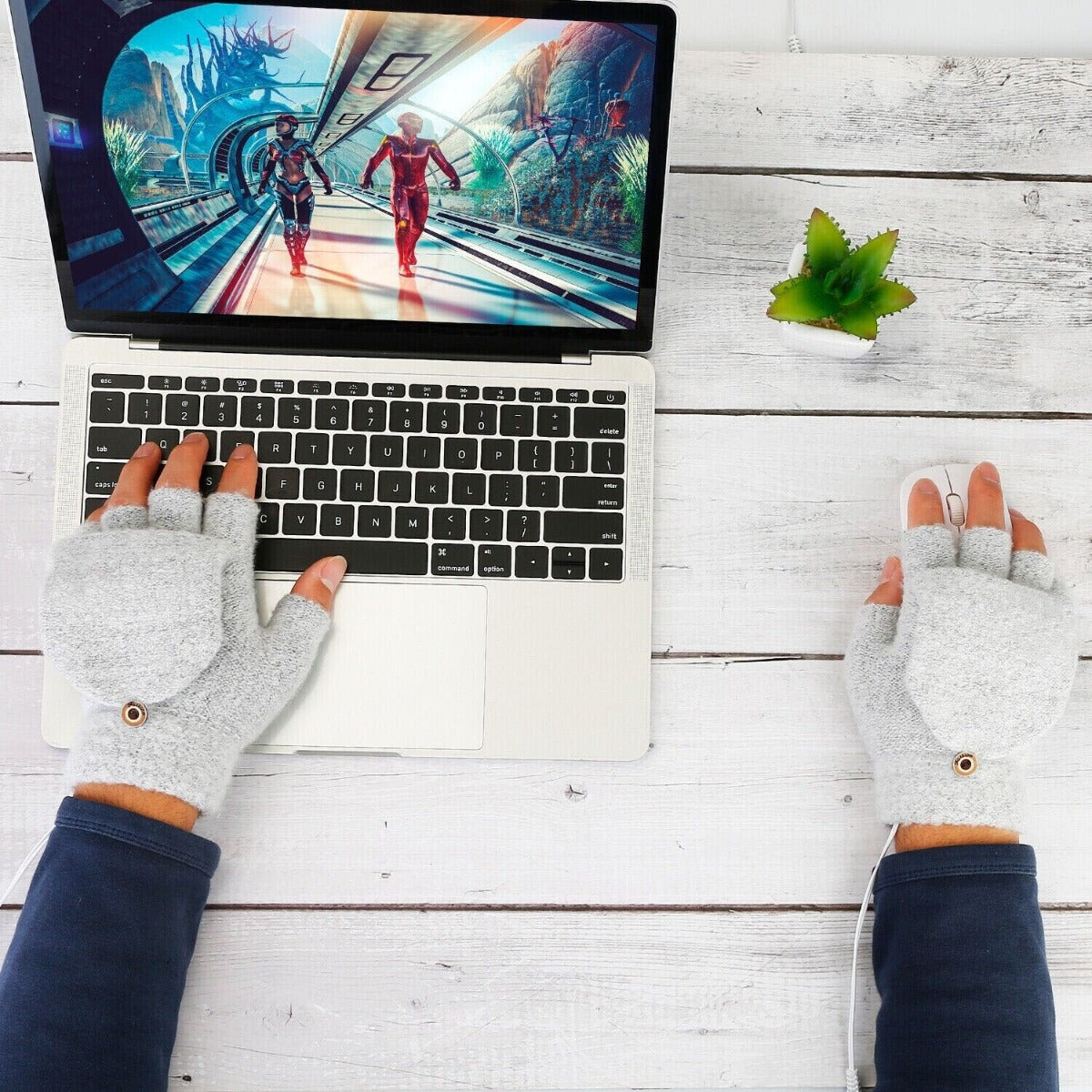 USB Heating Gloves -Grey