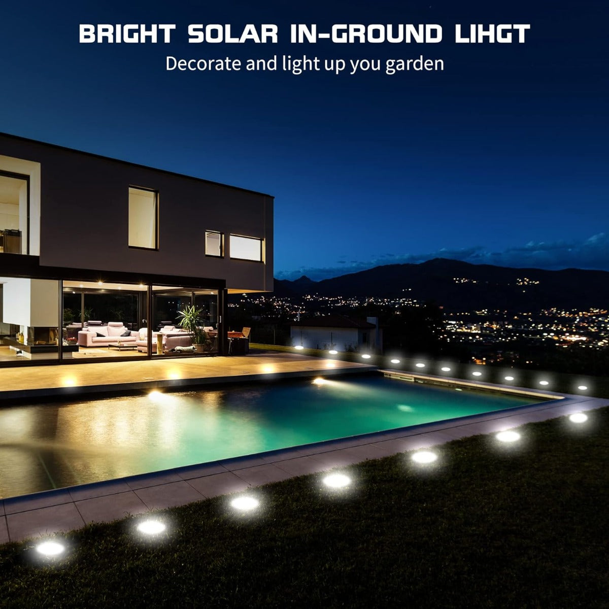 4Pcs LED Solar Powered In-Ground Lights - cool white