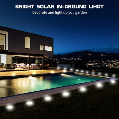 4Pcs LED Solar Powered In-Ground Lights - cool white