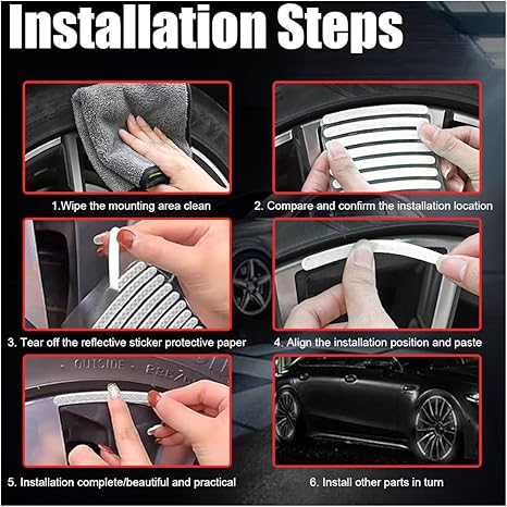 20 pcs Tire Rim Reflective Stickers
