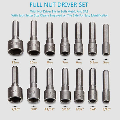 14 PCS Power Nut Driver Bit Set