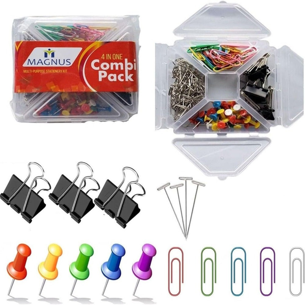 Binder Clips, Paper Clips, Push Pins, T pins