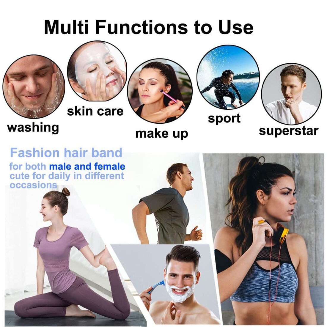 6 pieces Non-Slip Metal Headbands