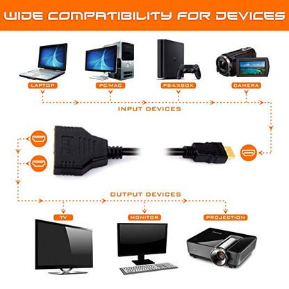 HDTV Splitter Cable 1.4 Version, 1 Male to 2 Female