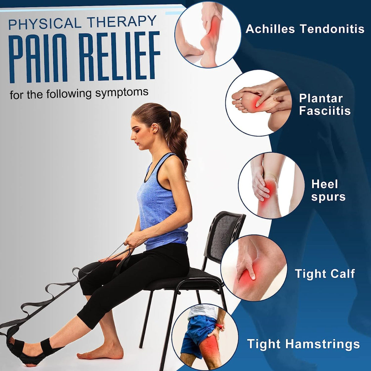 Foot and Calf Stretching Strap with Foot Cradle