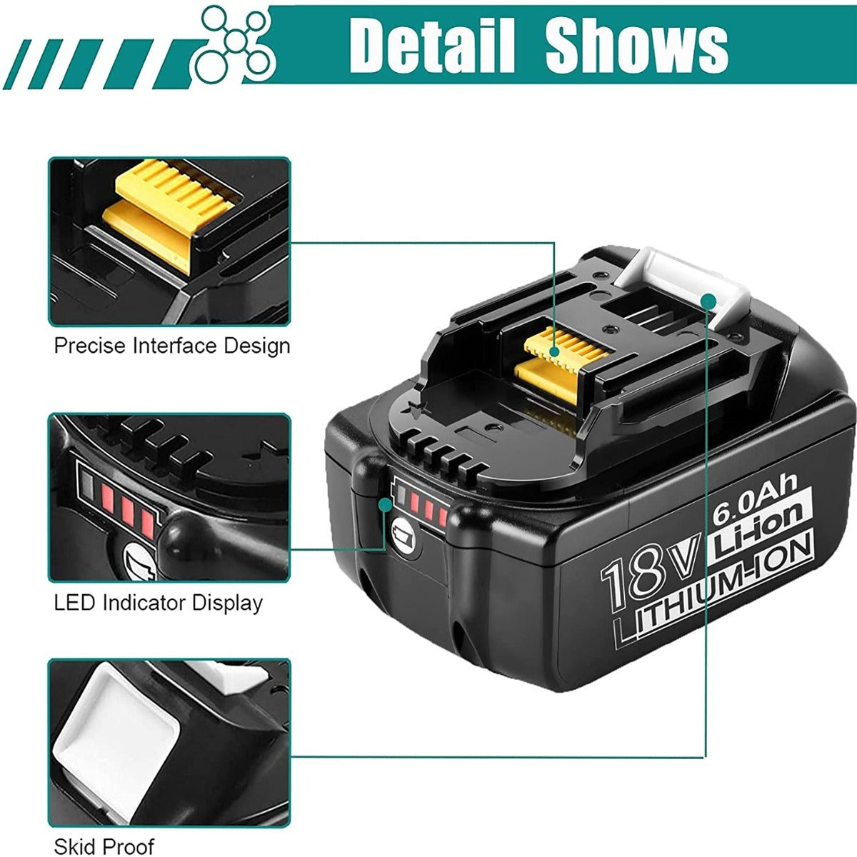 18V 6.0Ah Replacement Battery for Cordless Power Tools