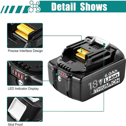 18V 6.0Ah Replacement Battery for Cordless Power Tools
