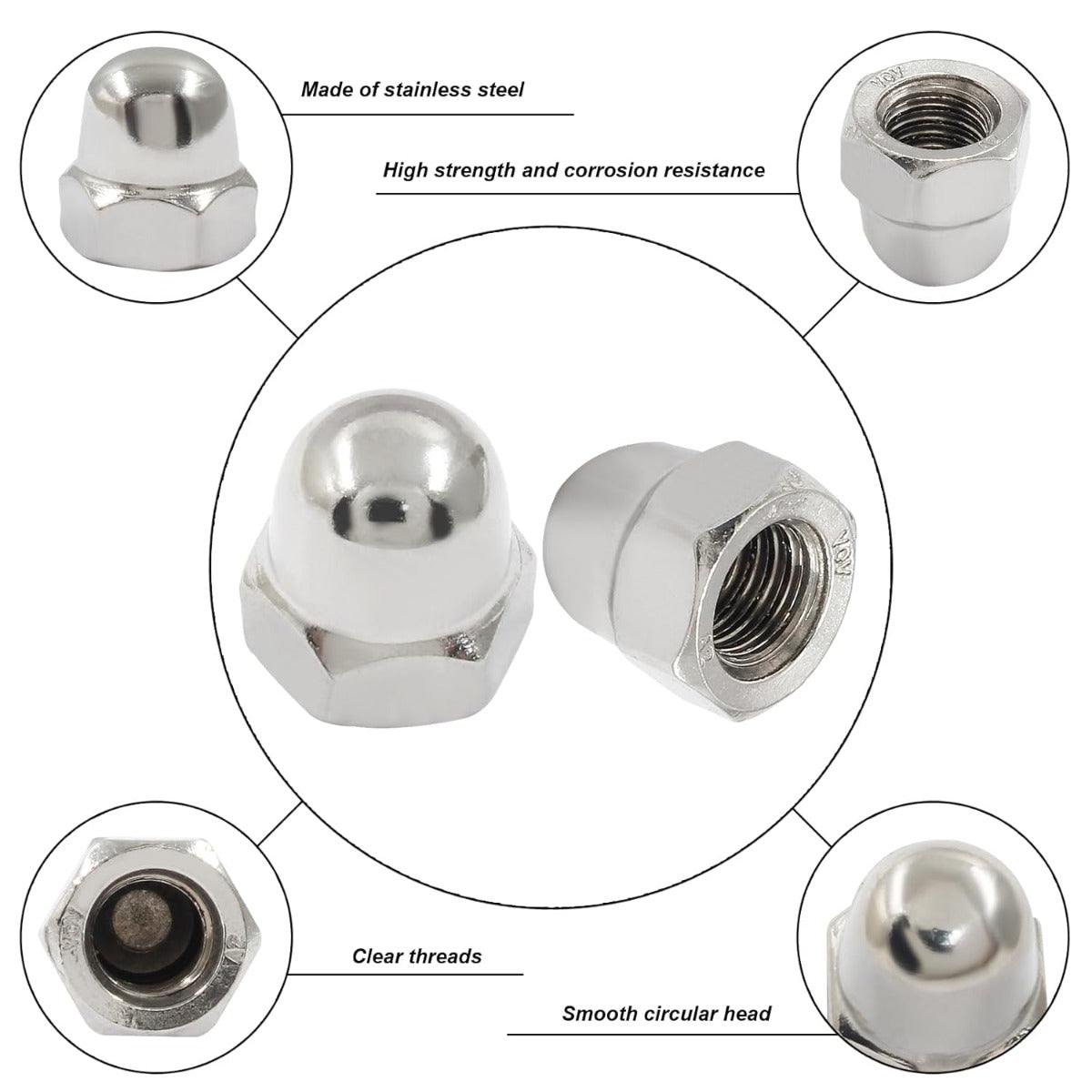 Stainless Steel Hex Cap Dome Head Nuts