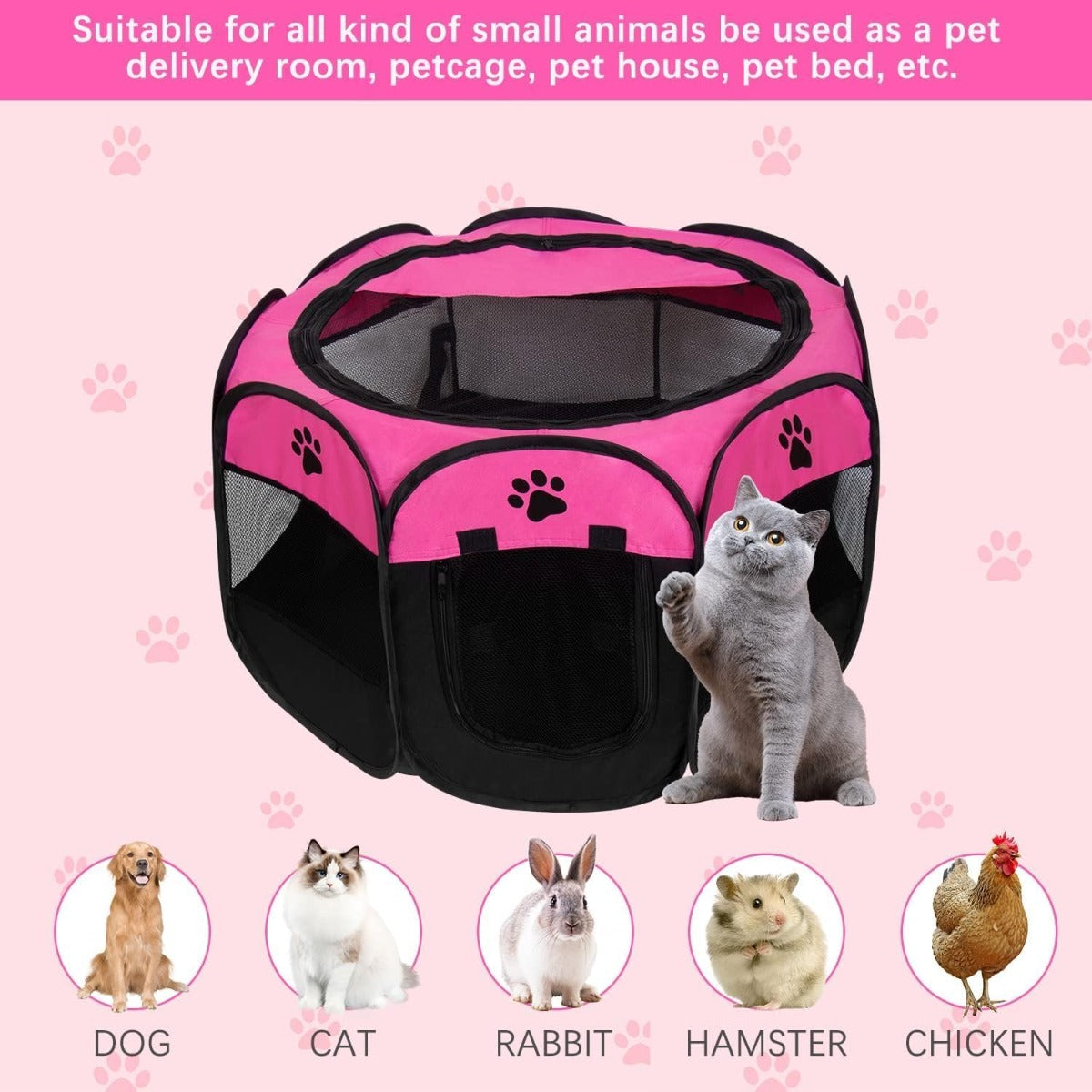 Pet Play Tent Kennel Pink - (Small)