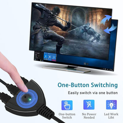 4K HDTV Switch Splitter 3 In 1 Out with Pigtail Cable