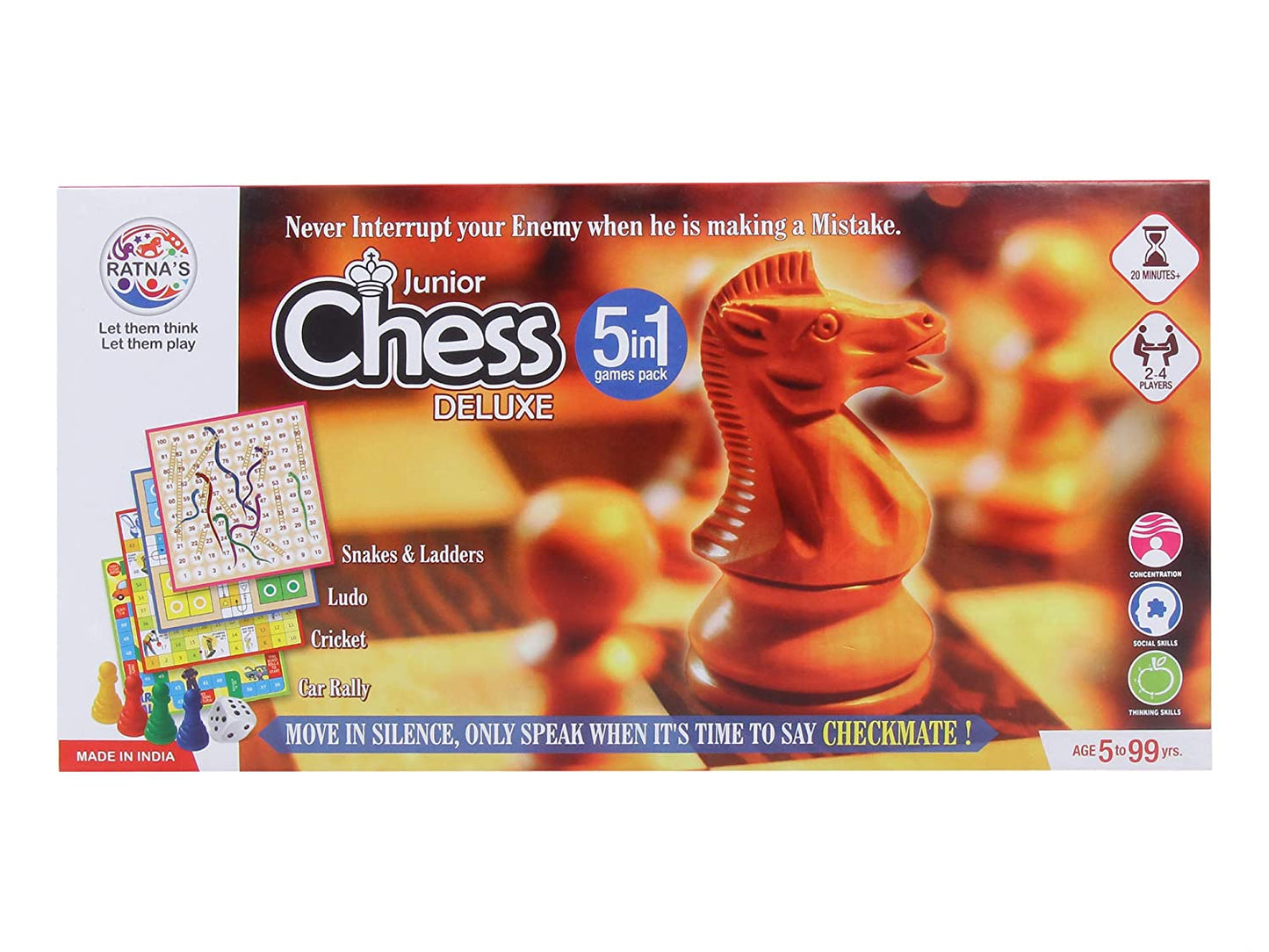 5 in 1 Chess Junior Deluxe Board Game for Kids