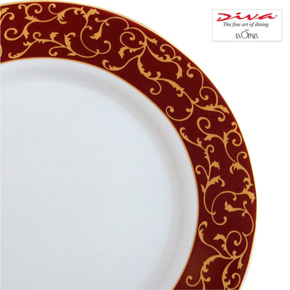 La Opal Glass Diva, Sovrana Collection, Opal Glass Dinner Set 35 Pieces-ANASSA RED