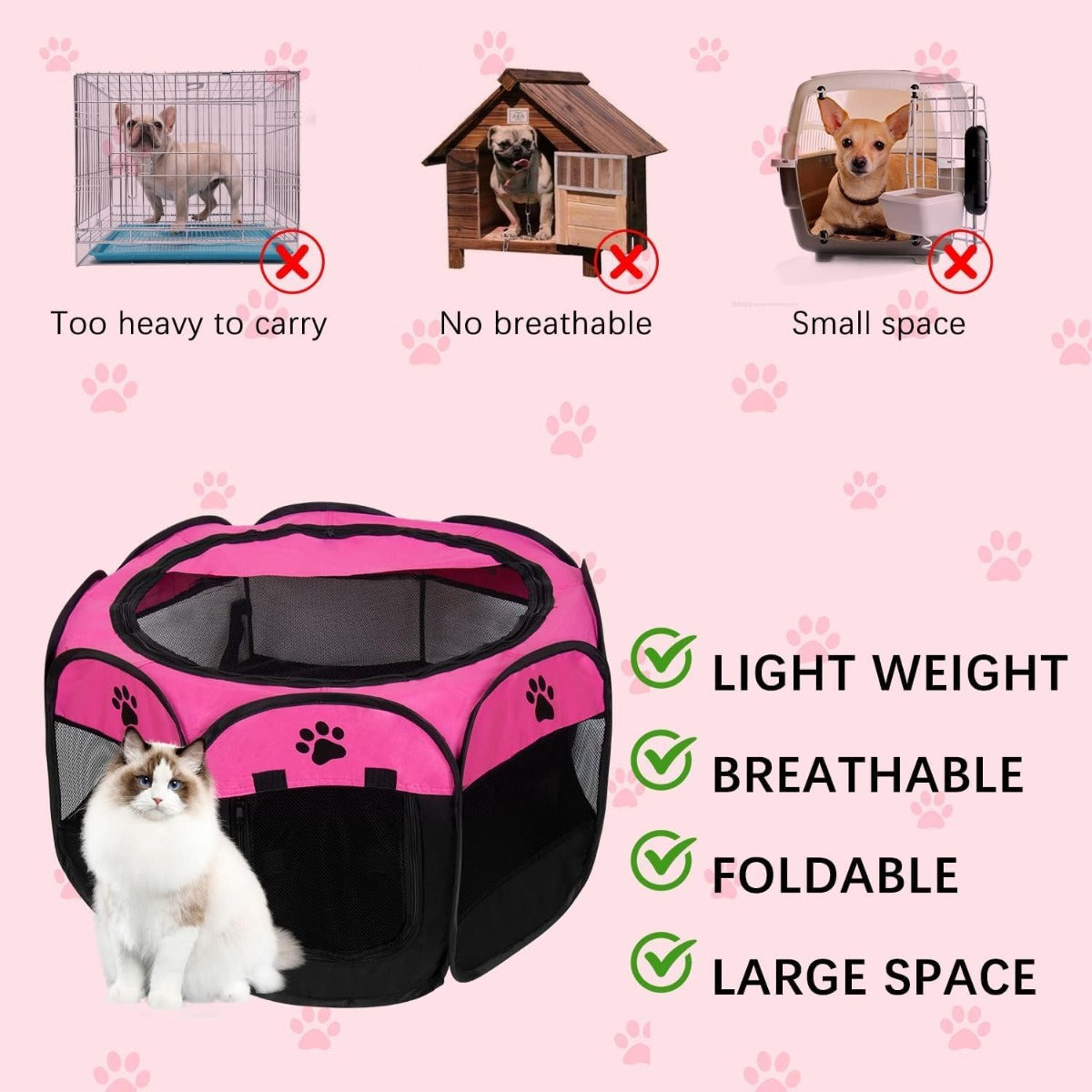 Pet Play Tent Kennel Pink - (Small)