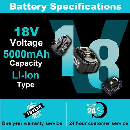 18V 5.0Ah Replacement Battery for Cordless Power Tools