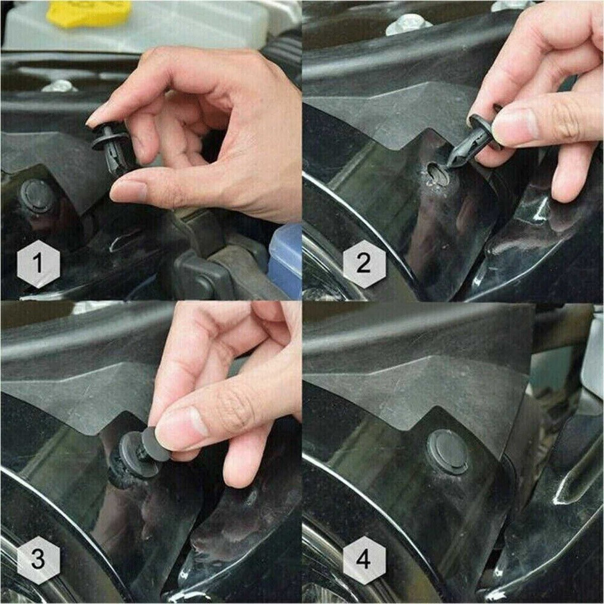 100 Pcs 10mm Bumper Retainer Clips - Black
