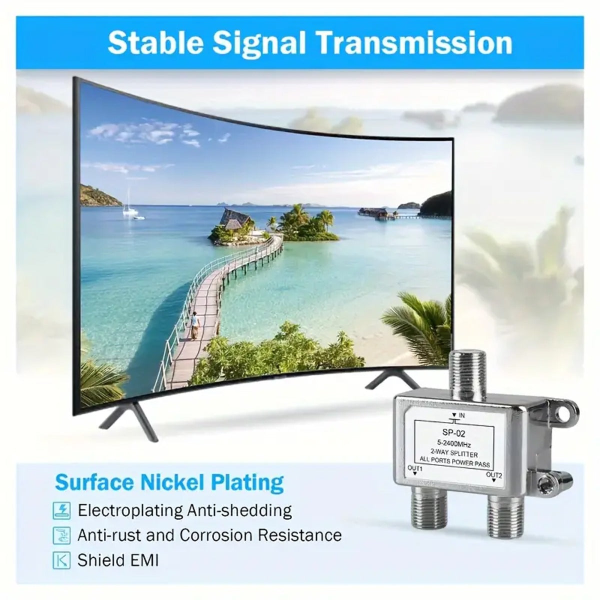 5-2400MHz 2-way Coaxial Digital Cable Distributor