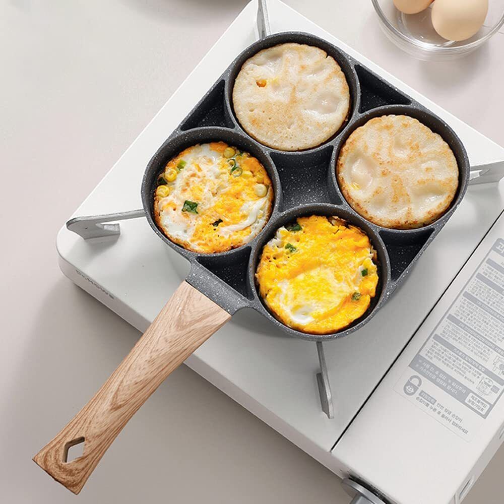 4-Hole Omelet Pan For Burger Egg Ham Pancake Maker
