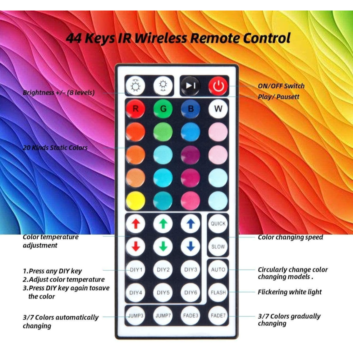 32.8 Feet 5050 RGB LED Strip Light With Adapter
