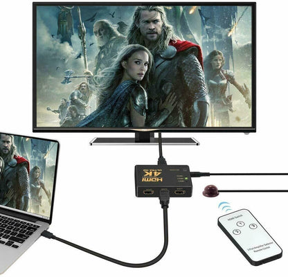 3-Port HDTV Switch Splitter Box with IR Remote, 3 In 1 Out
