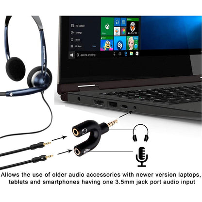 3.5mm Stereo Splitter Audio to Mic Headset Jack Plug Y Adapter