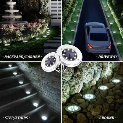 4Pcs LED Solar Powered In-Ground Lights - cool white