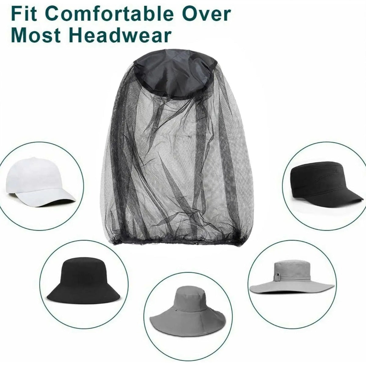 5pcs Mosquito Head Net Hat for Outdoor Activities