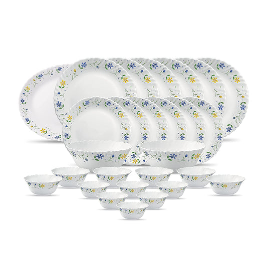 La Opal Glass, Classique Collection, Glass Dinner Set 21 pcs-TWILIGHT BOUQUET