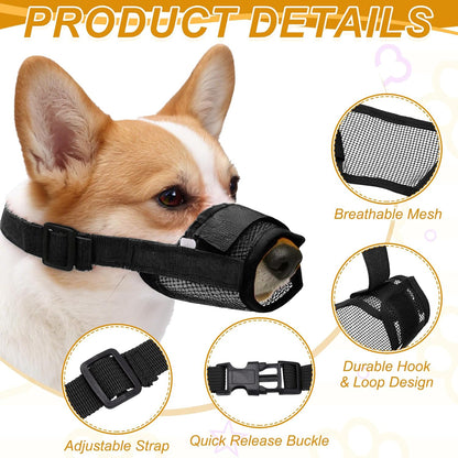 Dog Mask Mouth Muzzle -Black-XXL