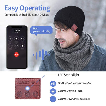 Wireless BT Earmuffs Woolen Hat