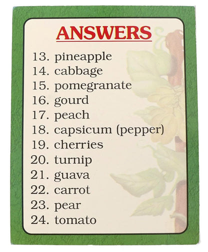 Vegetables and Their Plants Card Game