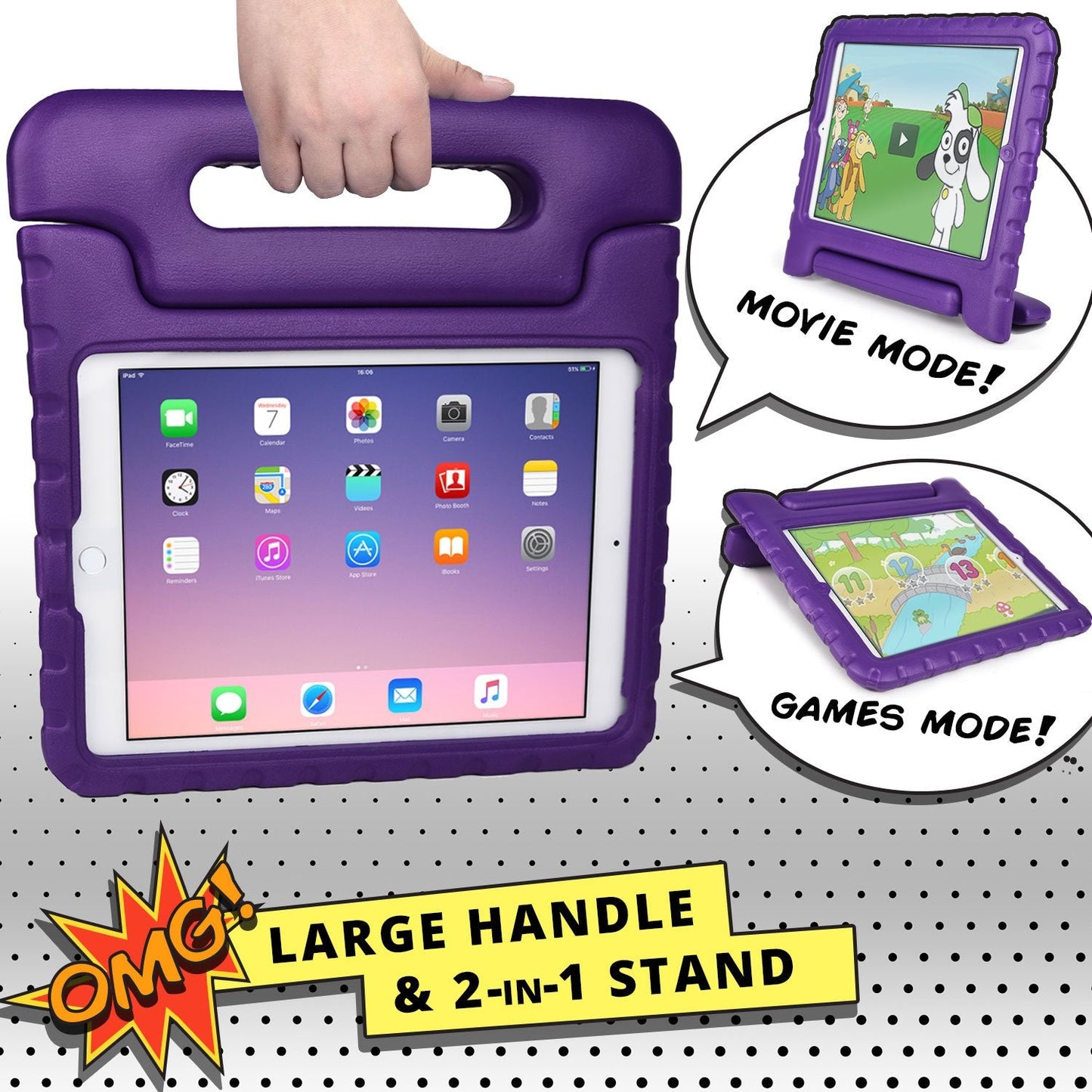 Tablet Kids Case - MINI 1/2/3/4 PINK/PURPLE-Purple-Series 2/3/4