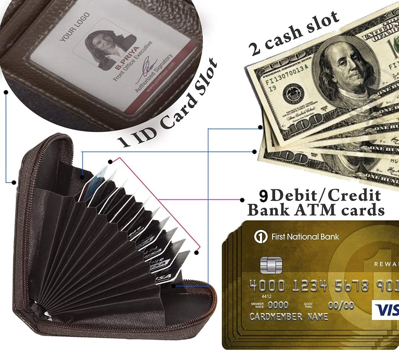 1pc PU Leather Casual Card Holder