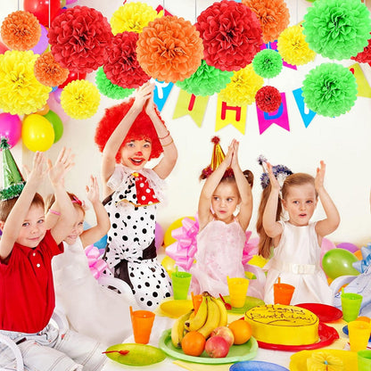 Rainbow Hanging Tissue Paper Pom Poms